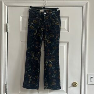 Anthropologie Pilcro Corduroy Black Floral Pant